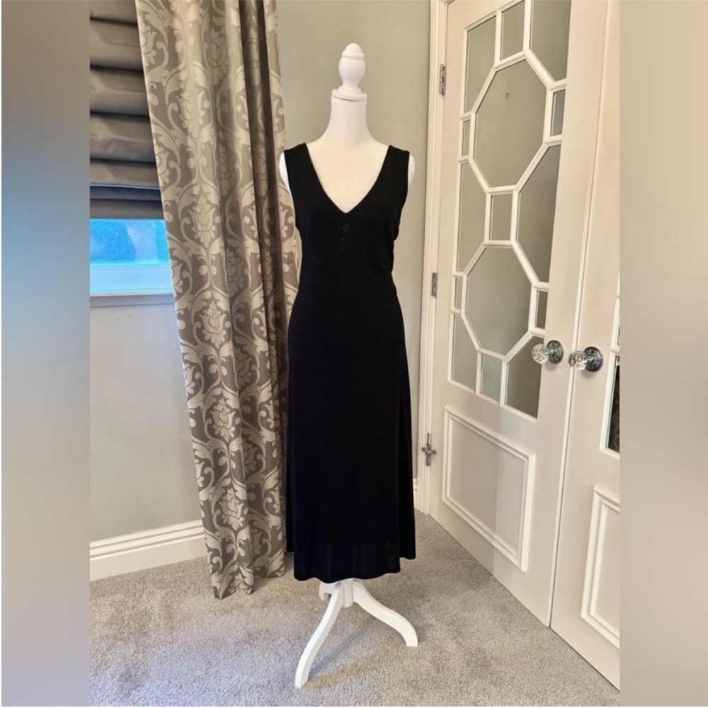 RALPH LAUREN Black V-Neck Sleeveless Dress With Sparkle Embellishments - Size 12